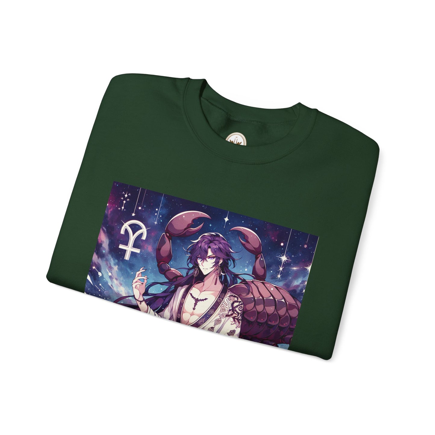 Unisex Heavy Blend™ Crewneck Sweatshirt, Scorpio Zodiac Design, purple scorpion anime