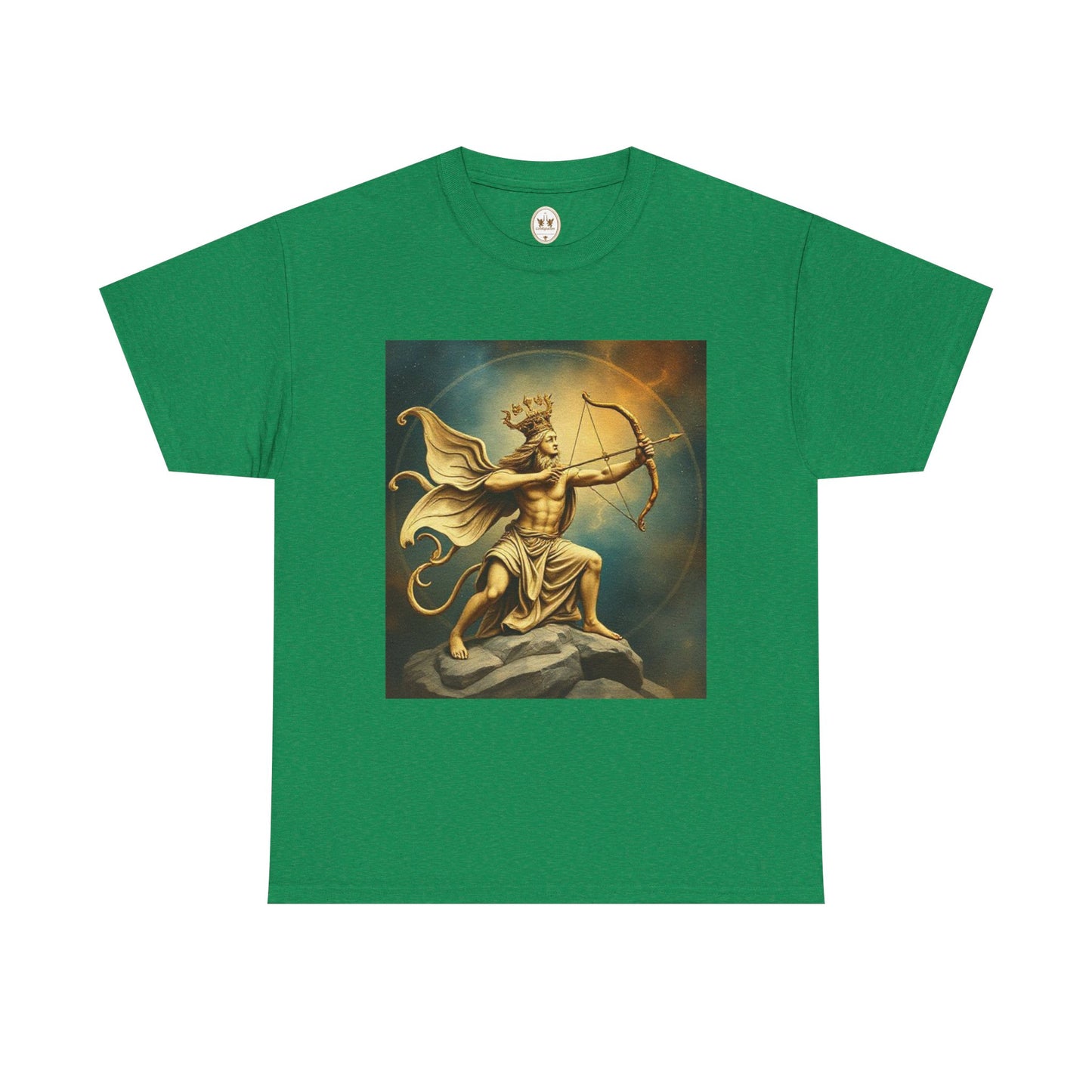 Unisex Heavy Cotton T-Shirt, Sagittarius King, Bow & Arrow, Zodiac Design