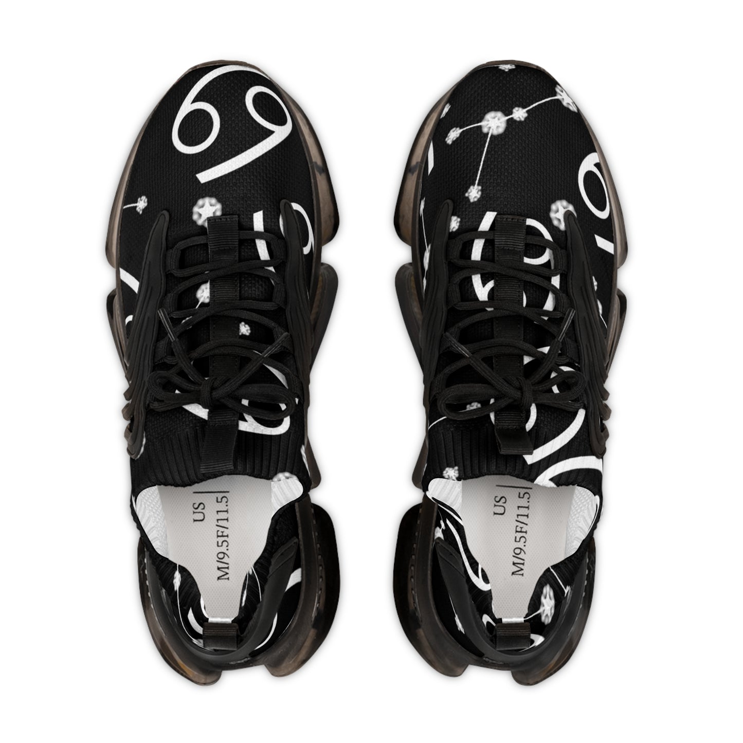 Men's Mesh Sneakers, Cancer Zodiac Sign, AOP, Black