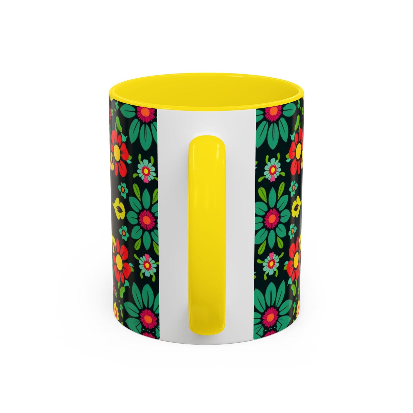 Accent Coffee Mug, Aquarius, Zodiac v4, Flower Pattern, (11, 15oz)