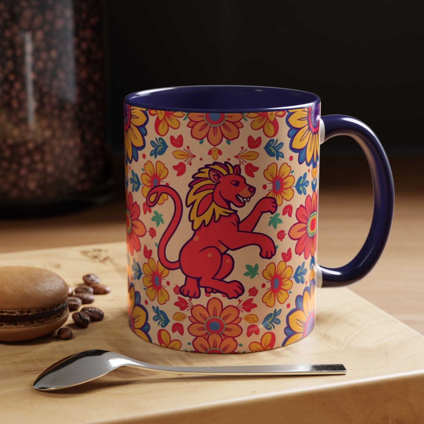 Accent Coffee Mug, Leo, Zodiac, Flower Pattern, (11, 15oz)