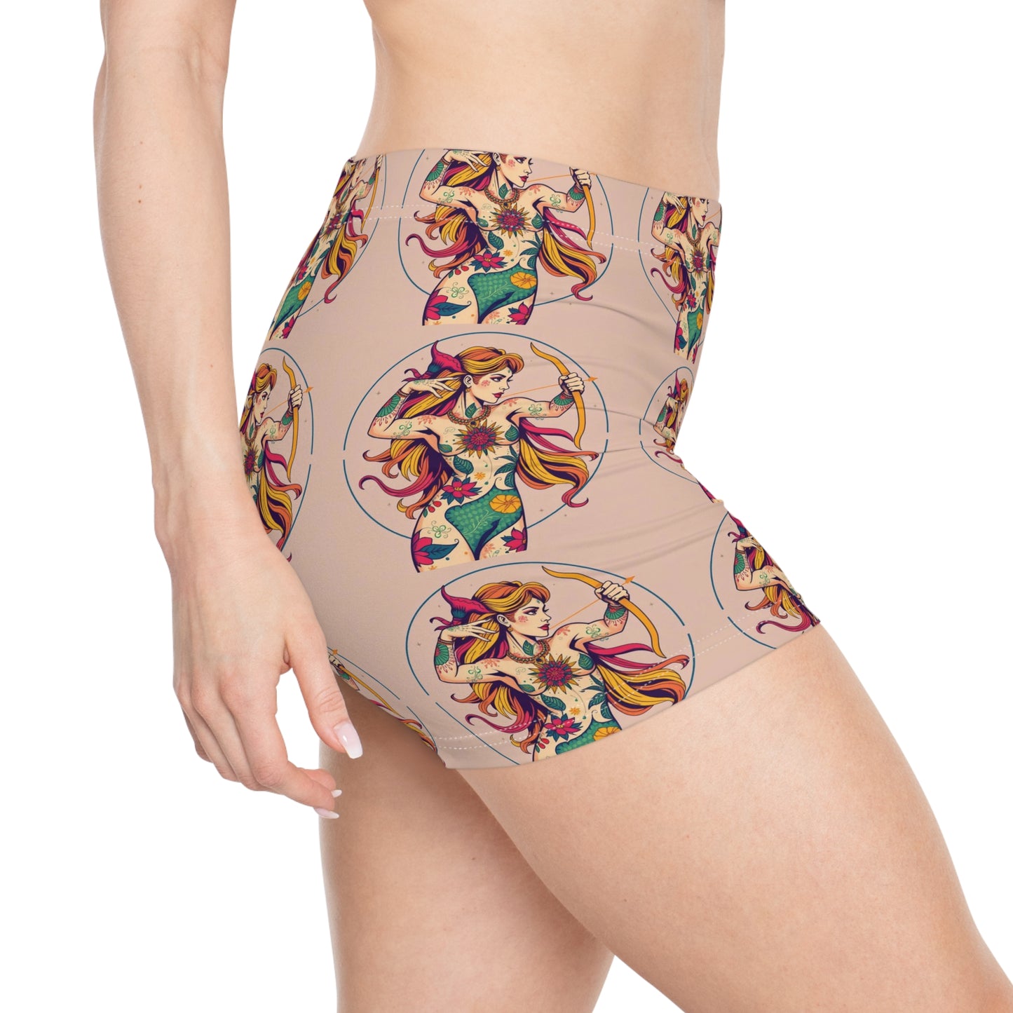 Women's Shorts, (AOP), Sagittarius, Zodiac v4, Sexy Pattern