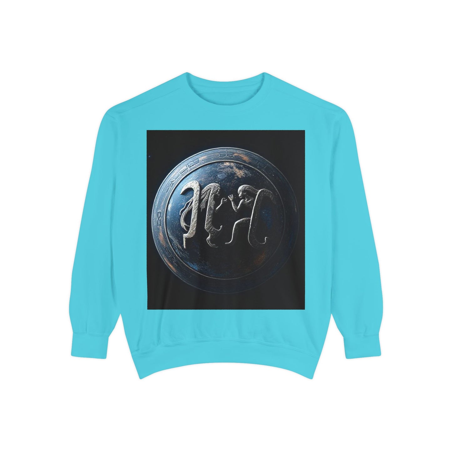 Garment-Dyed Sweatshirt, Unisex, Space Symbol Design, Gemini