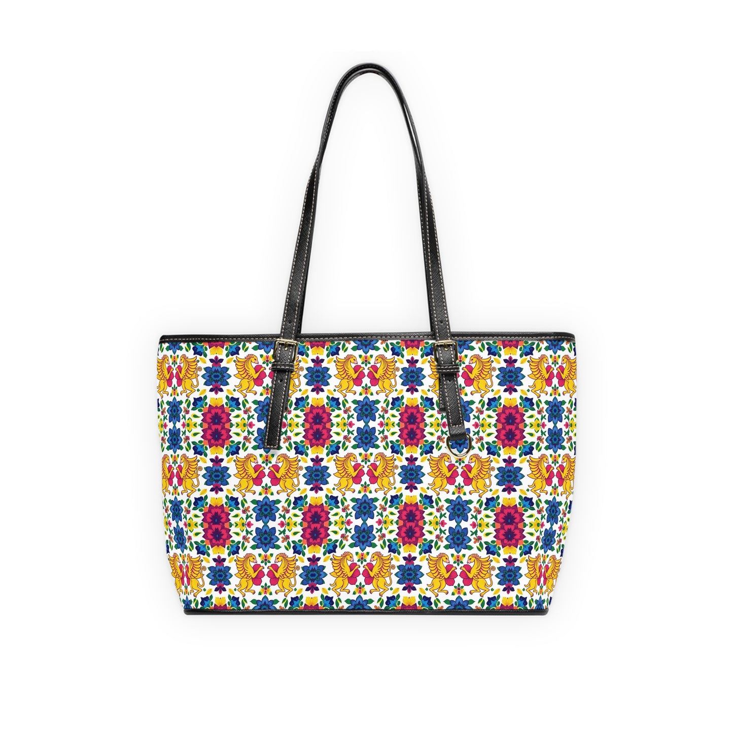 Leather Shoulder Bag, Gemini, Zodiac v2, Flower Pattern