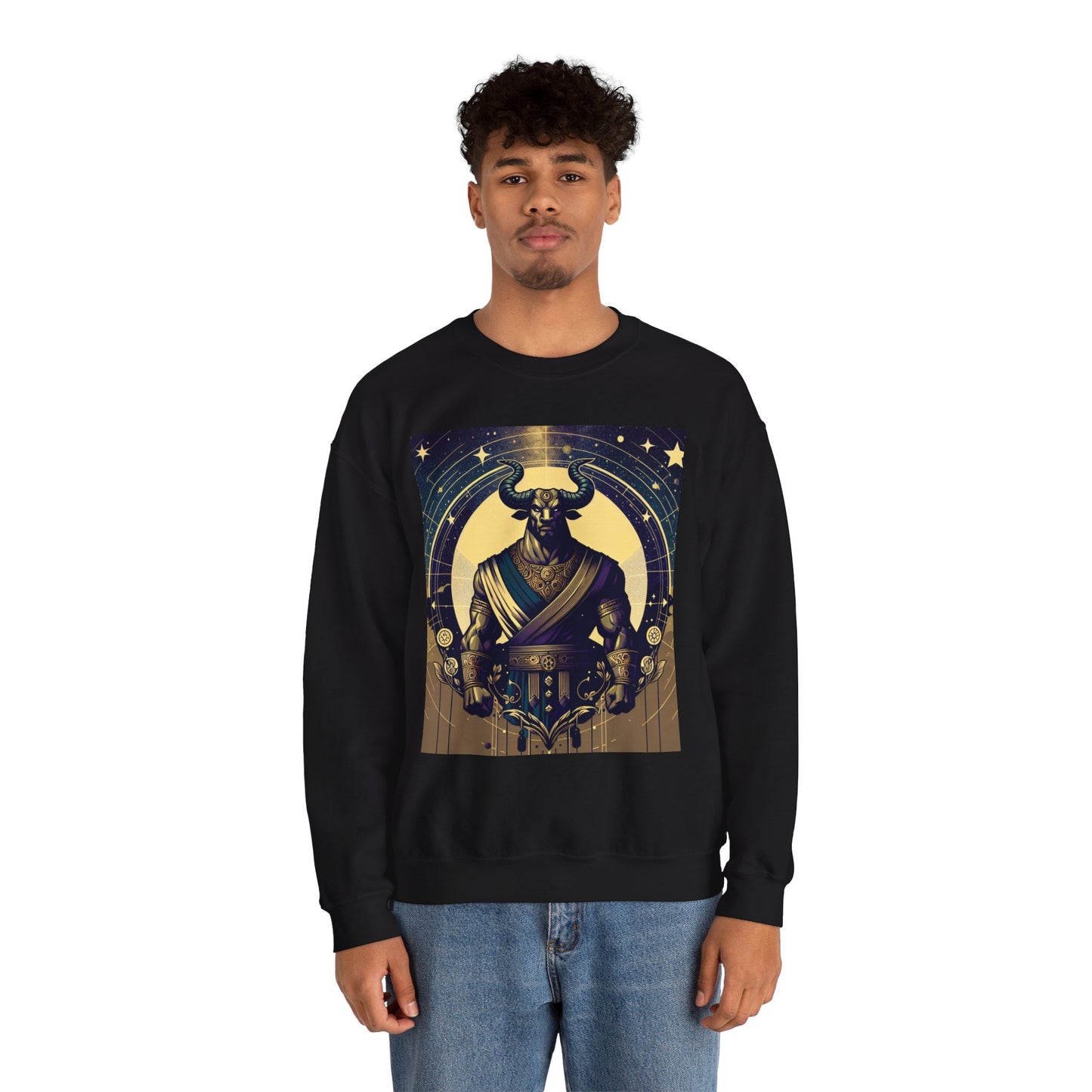 Unisex Heavy Blend™ Crewneck Sweatshirt, Minotaur, Taurus Zodiac Design