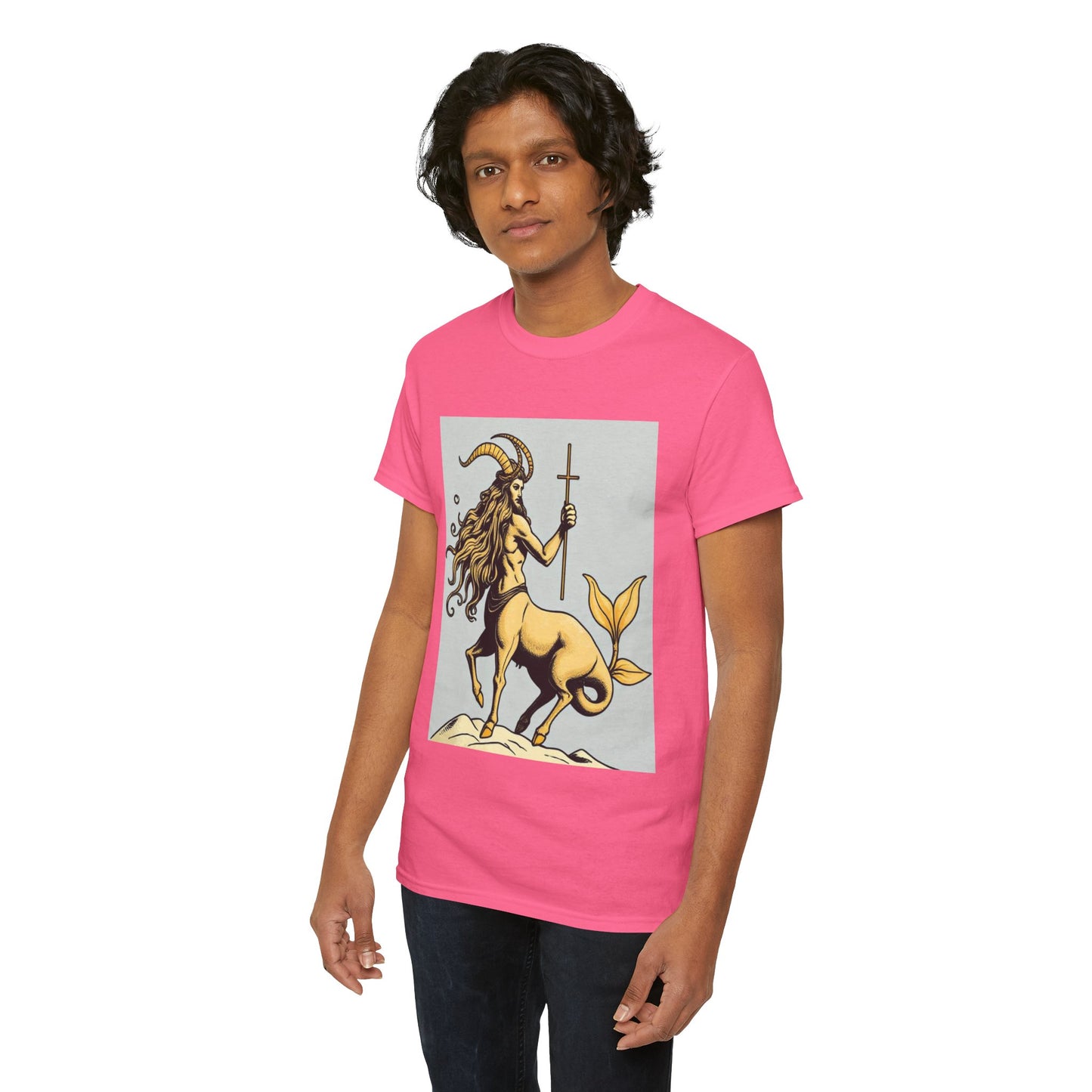 Unisex Heavy Cotton T-Shirt, Capricorn God v3, Zodiac Design