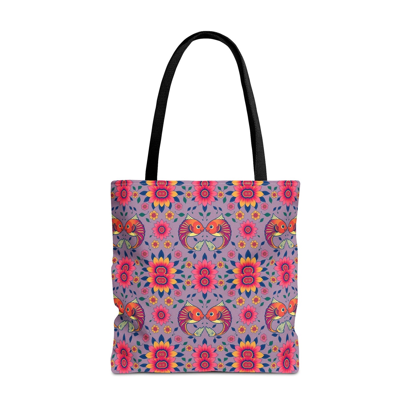 Tote Bag (AOP), Pisces, Zodiac v2, Flower Pattern