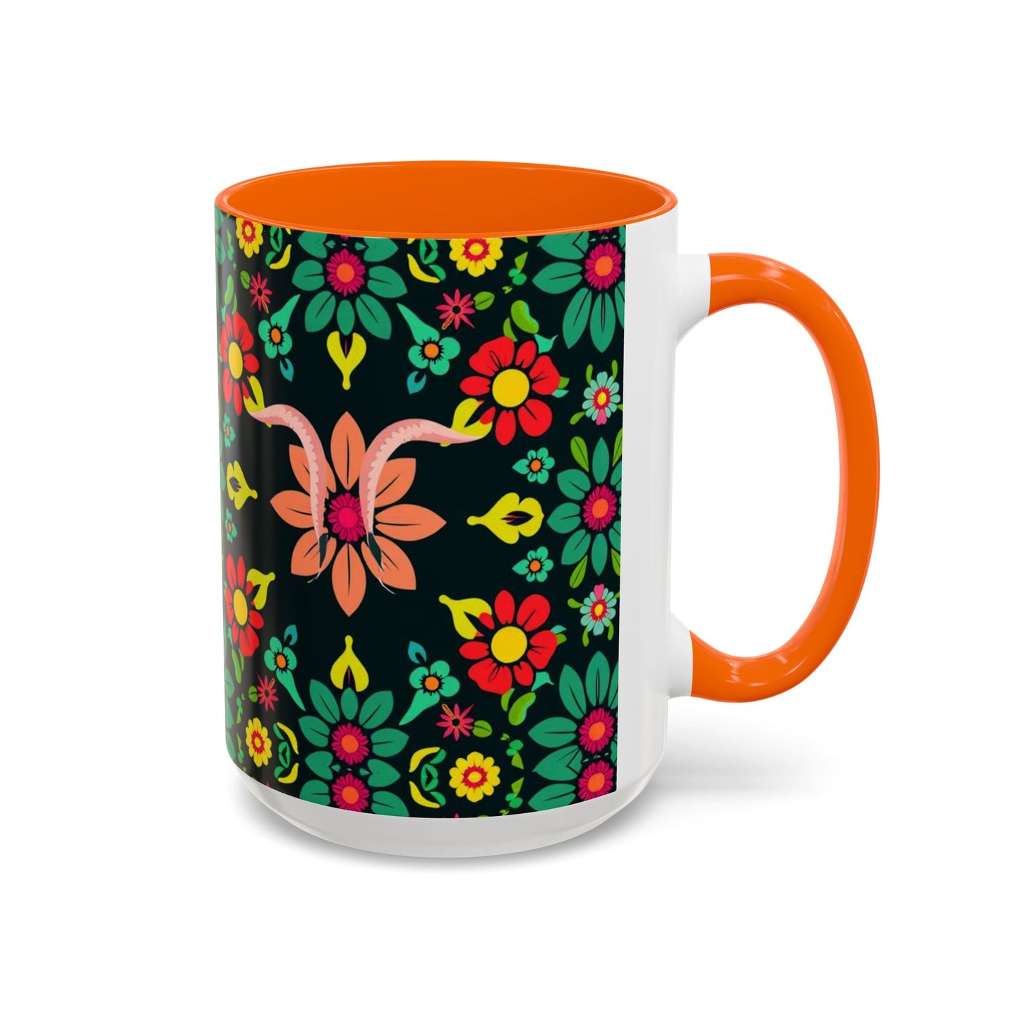 Accent Coffee Mug, Aquarius, Zodiac v4, Flower Pattern, (11, 15oz)