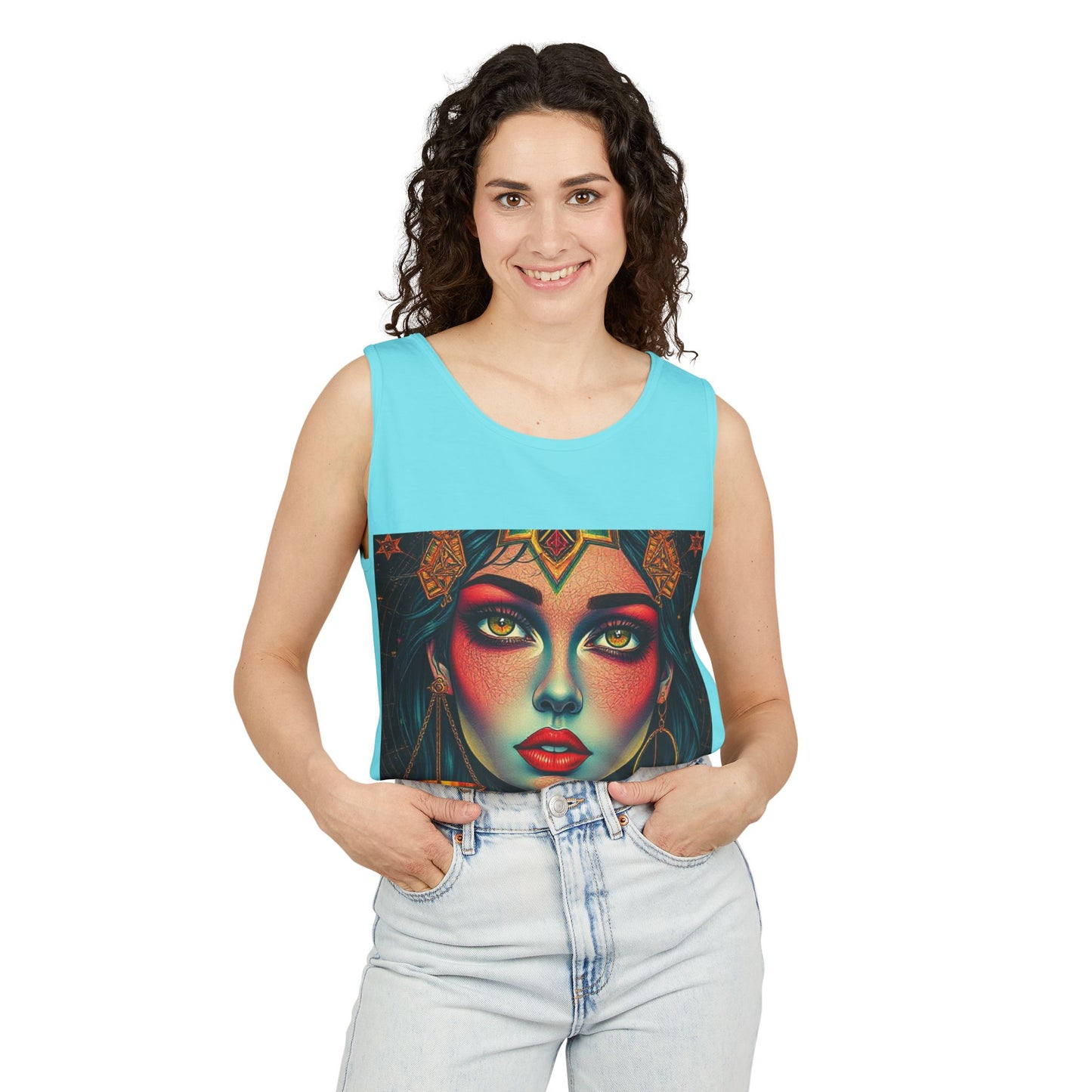 Unisex Garment-Dyed, Tank Top, Libra Design, Pop Art, 100% US cotton