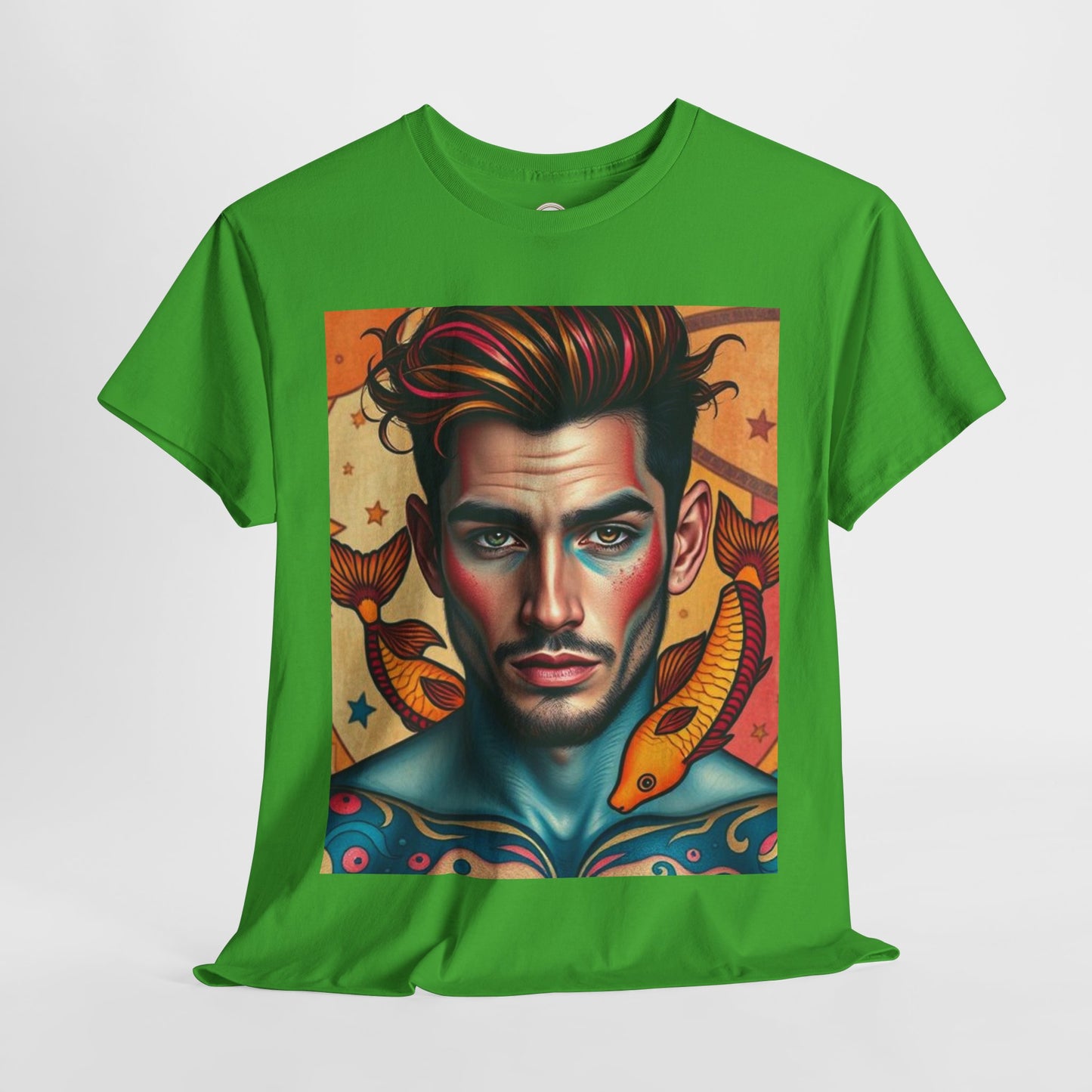 Unisex Heavy Cotton T-Shirt, Pisces, Zodiac v2, Sexy Art