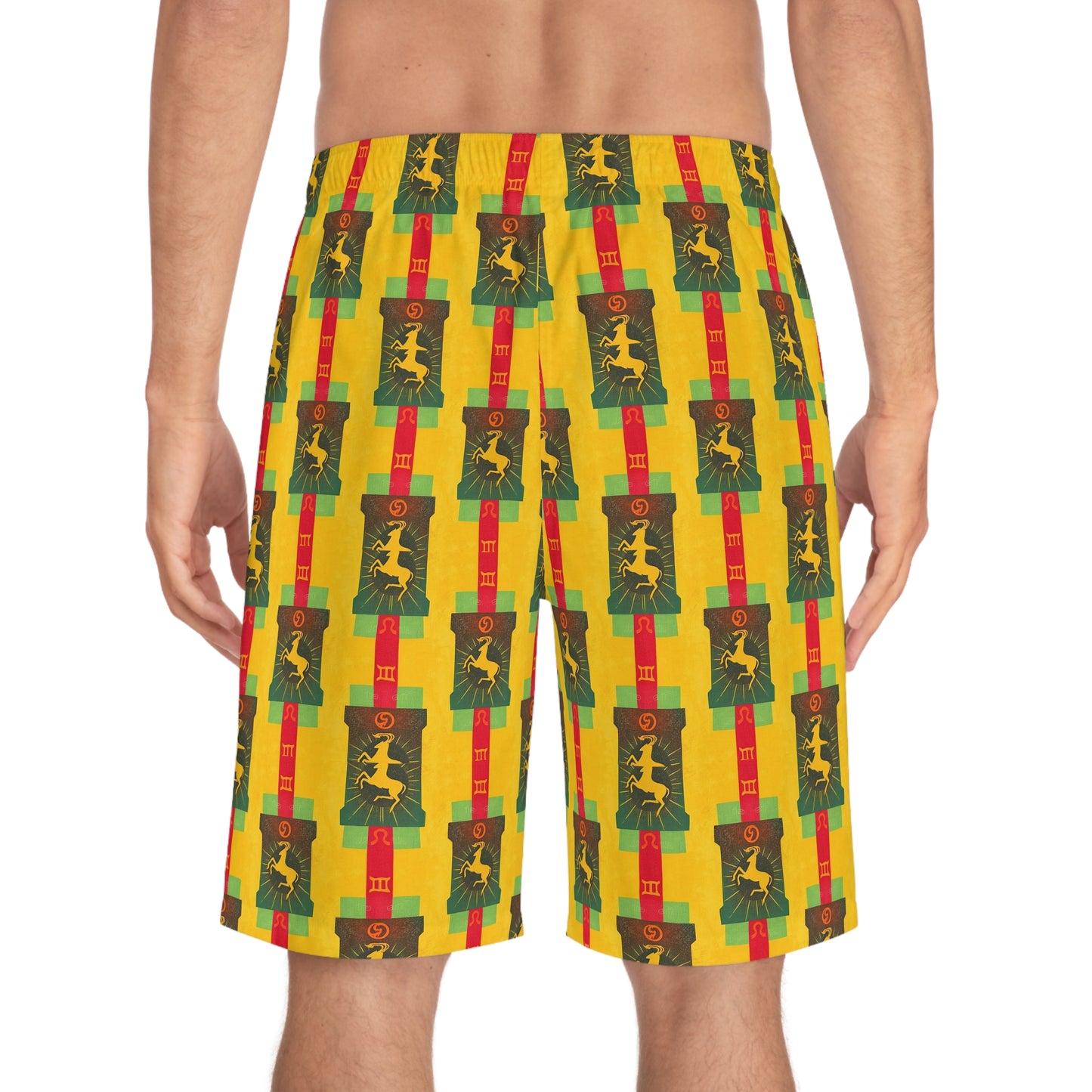 Men's Board Shorts, (AOP), Capricorn, Zodiac v1, Shape Pattern