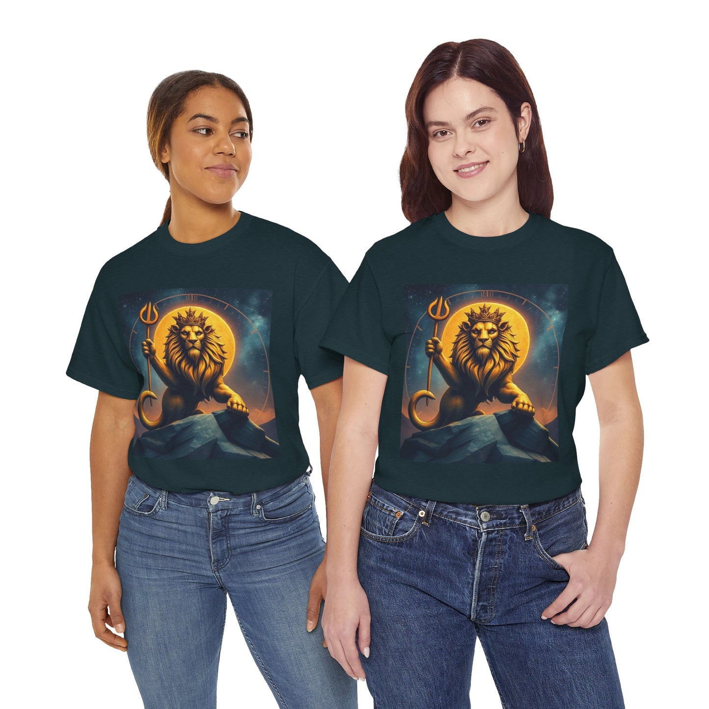 Unisex Heavy Cotton T-Shirt, King of Lions v2, Leo Zodiac Design