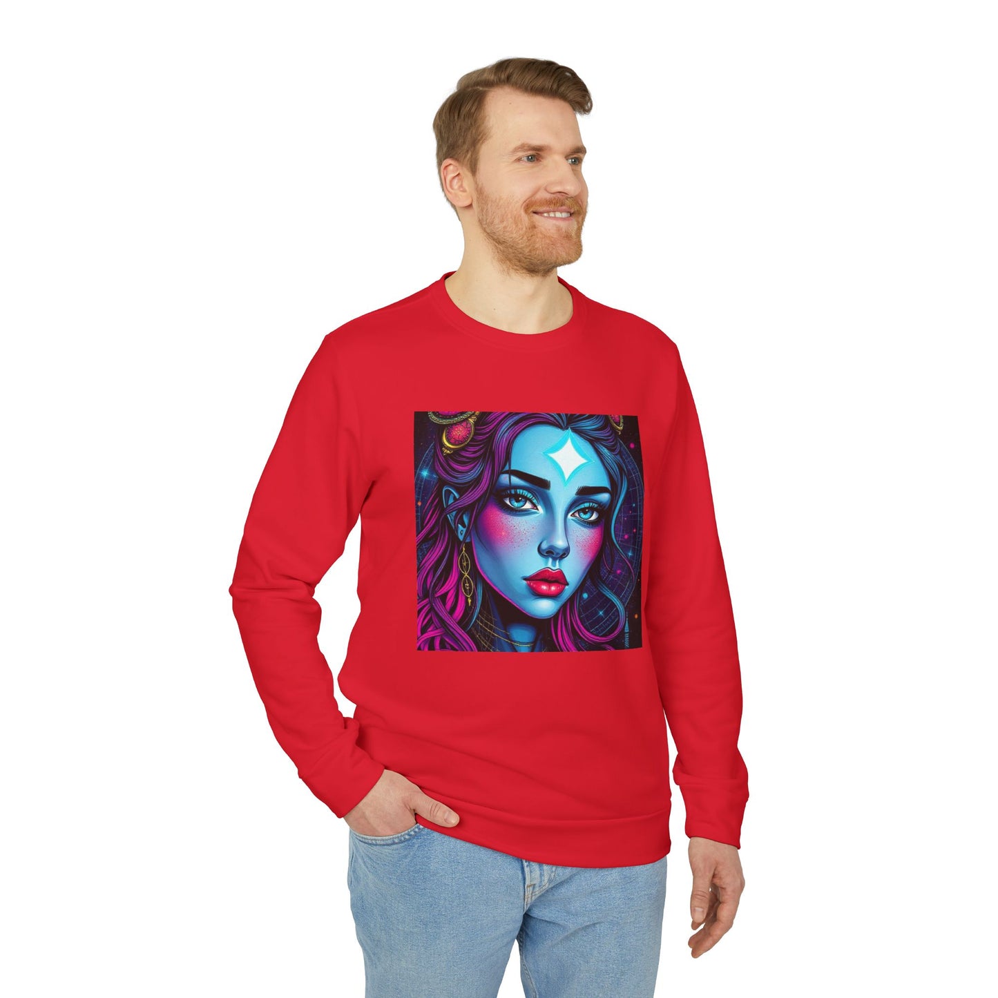 Adidas Unisex Fleece Crewneck Sweatshirt, Gemini, Pop Art, Zodiac