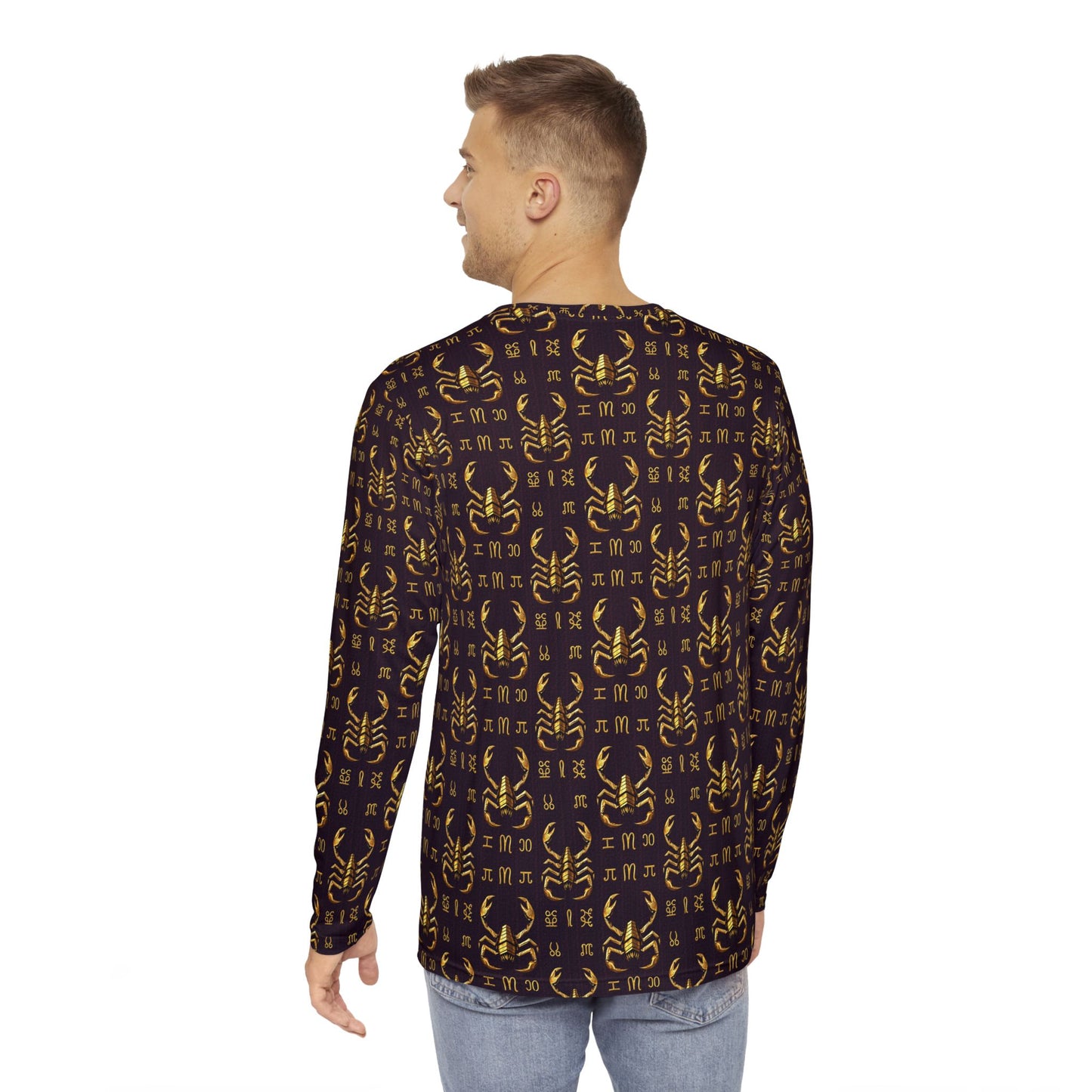 Men's Long Sleeve Shirt, (AOP), Scorpio, Zodiac v2, Pattern