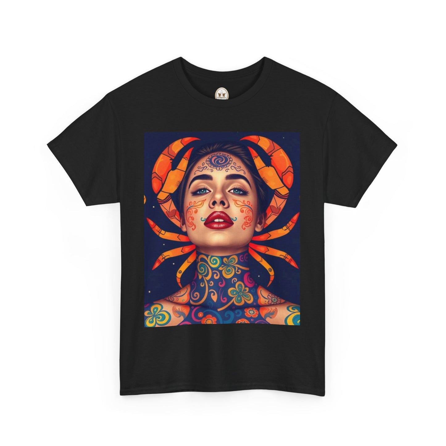 Unisex Heavy Cotton T-Shirt, Cancer, Zodiac v2, Sexy Art