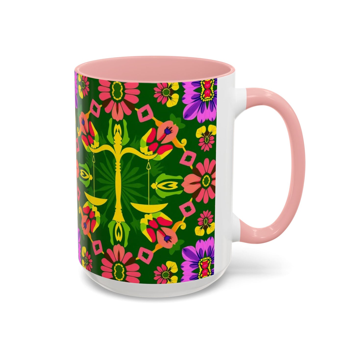 Accent Coffee Mug, Libra, Zodiac, Flower Pattern, (11, 15oz)