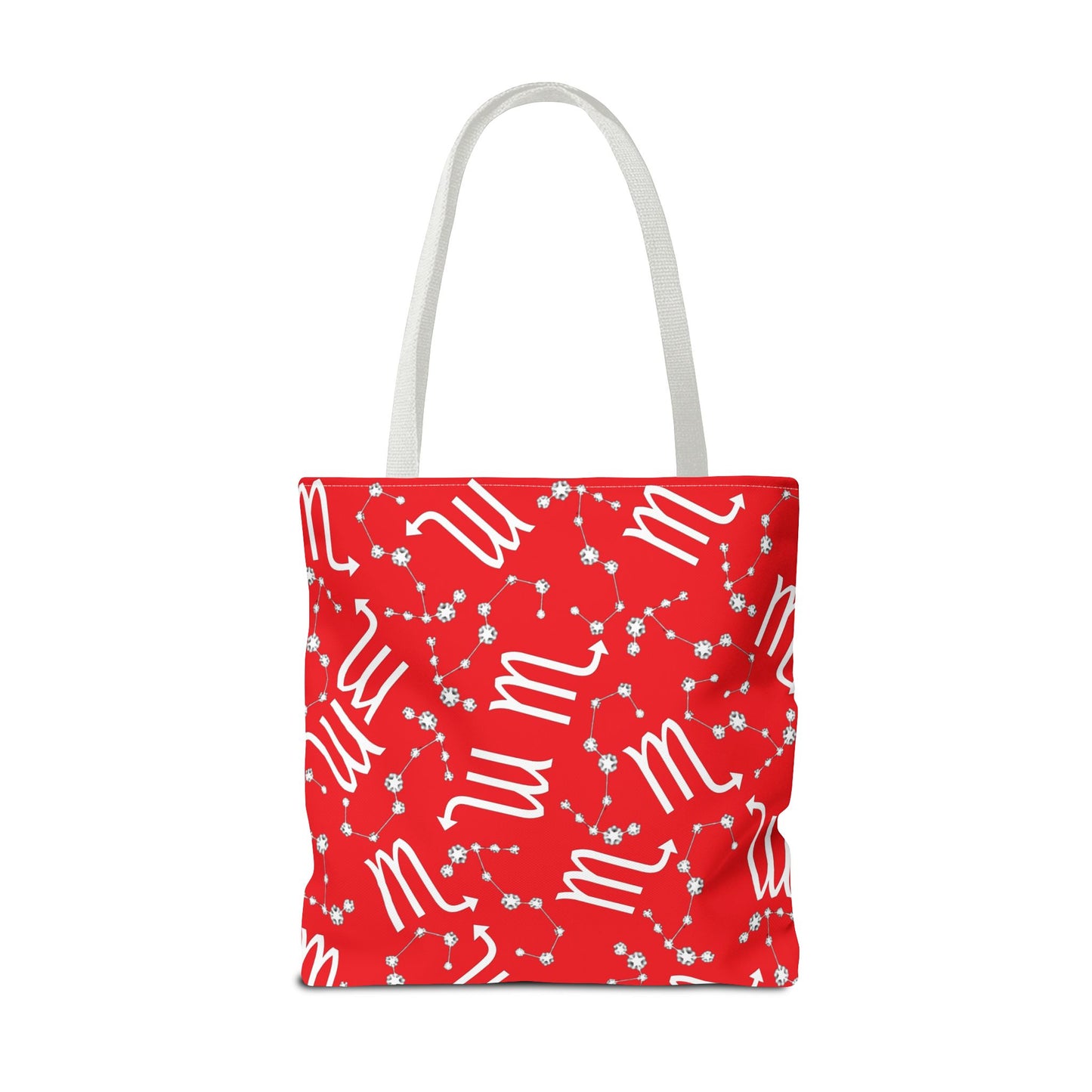 Tote Bag, Scorpio Zodiac Sign, AOP, (Red, White)