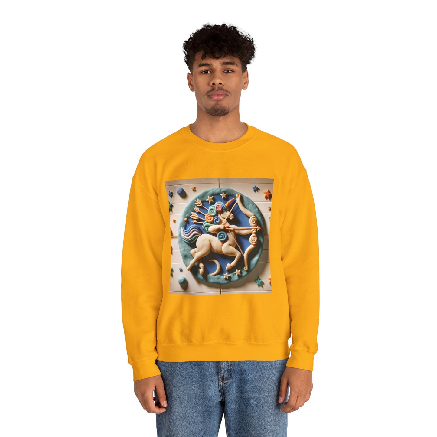 Unisex Heavy Blend™ Crewneck Sweatshirt, Colorful Horse, Sagittarius Zodiac Design