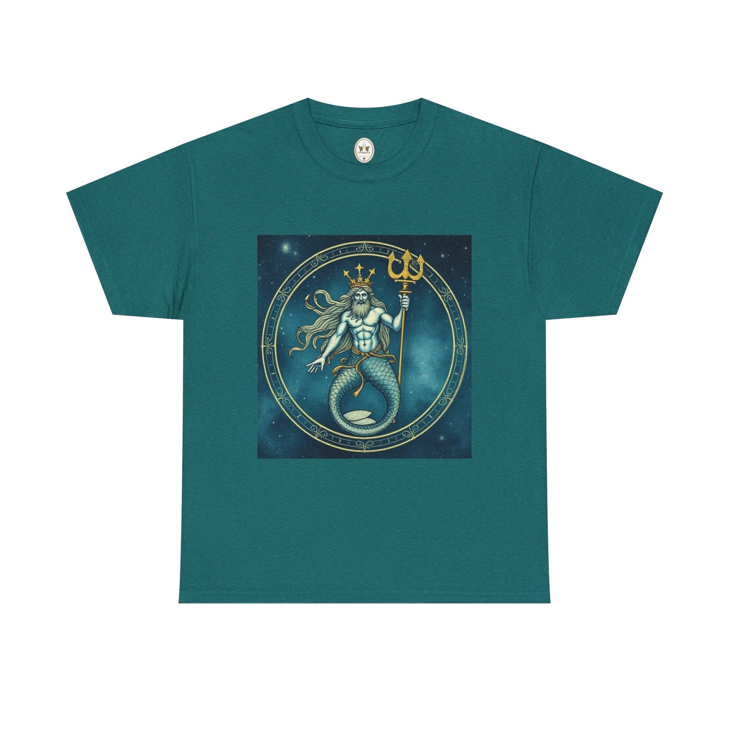Unisex Heavy Cotton T-Shirt, Aquarius God 6v, Zodiac Design