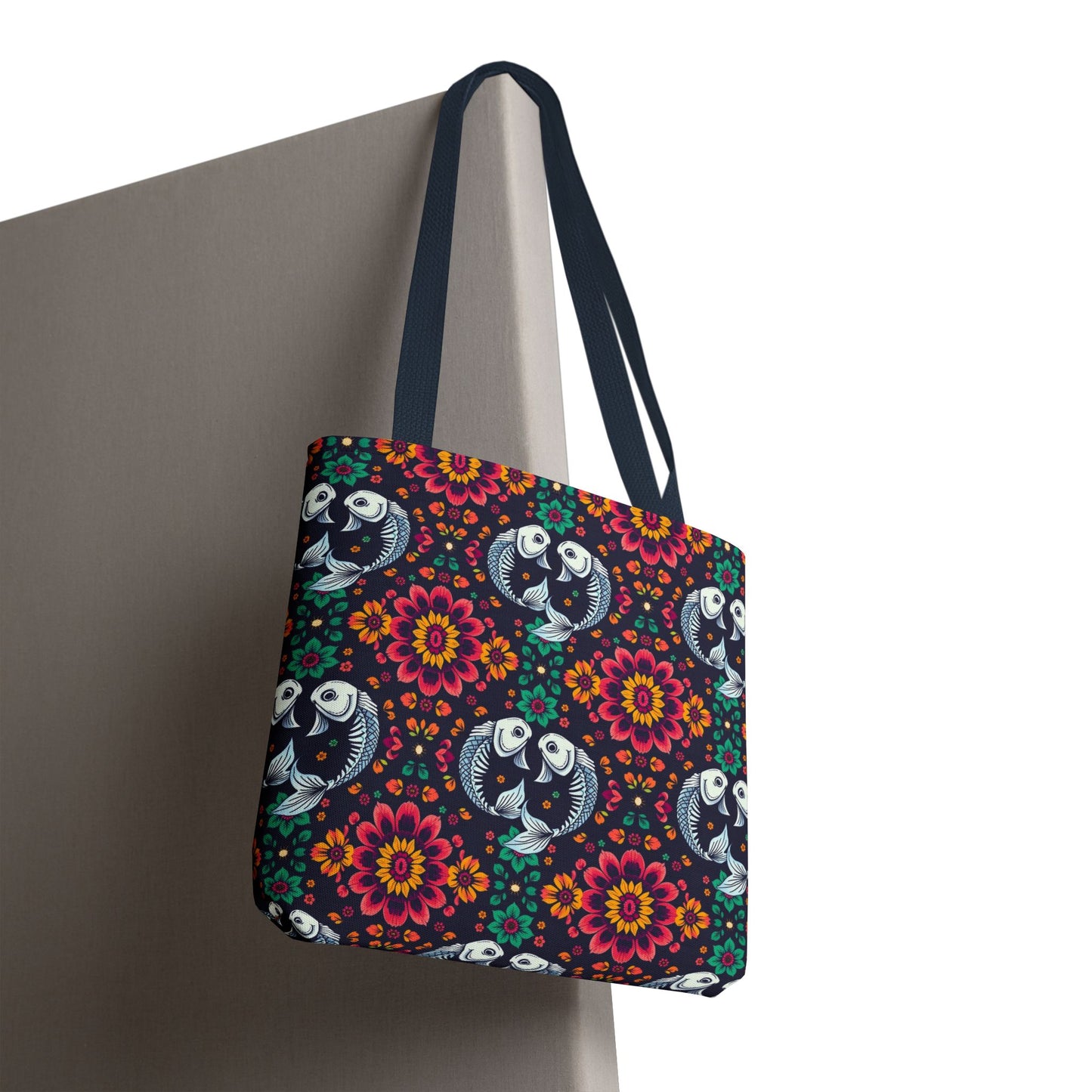 Tote Bag (AOP), Pisces, Zodiac v1, Flower Pattern