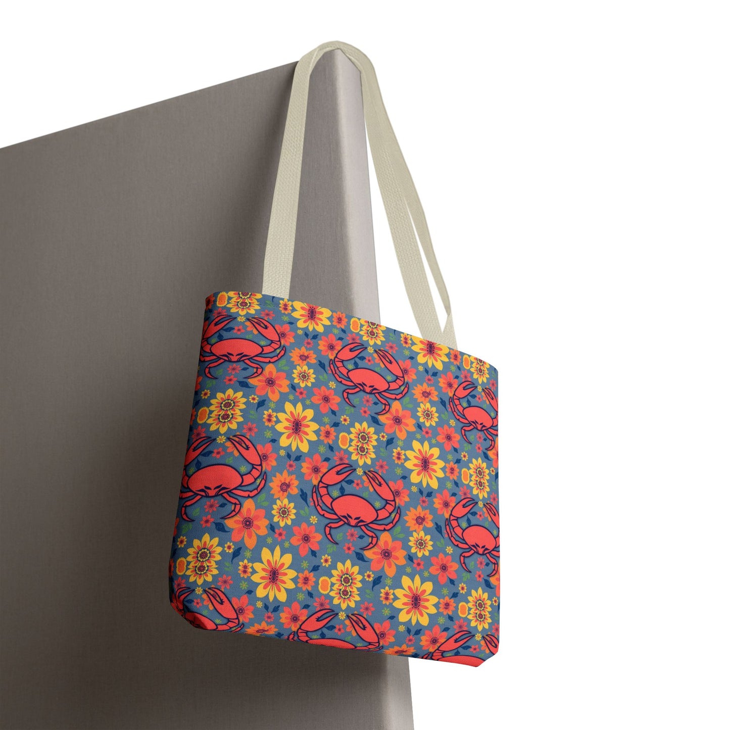 Tote Bag, (AOP), Cancer, Zodiac v3, Flower Pattern