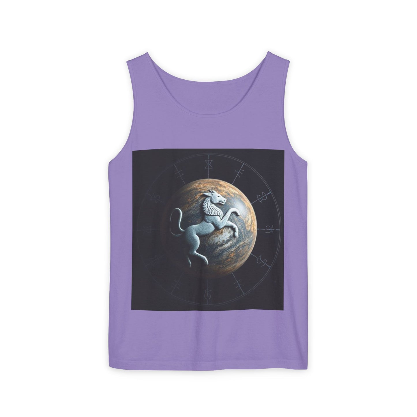 Unisex Garment-Dyed, Tank Top, Aquarius Design, Planet Animal, 100% Ringspun US cotton