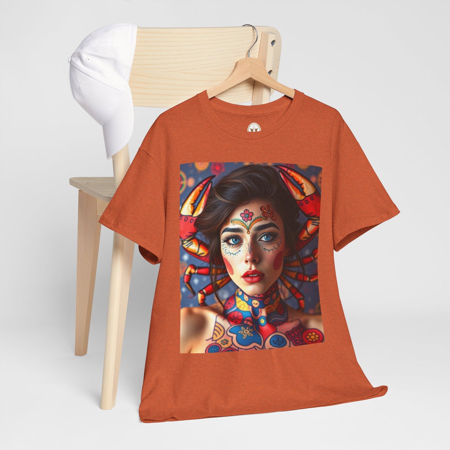 Unisex Heavy Cotton T-Shirt, Cancer, Zodiac v1, Sexy Art