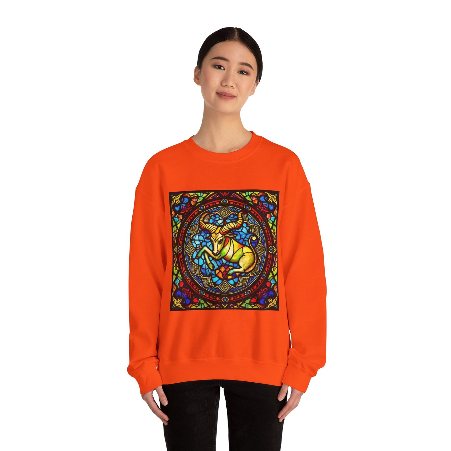 Unisex Heavy Blend™ Crewneck Sweatshirt, Glass, Taurus Zodiac Design
