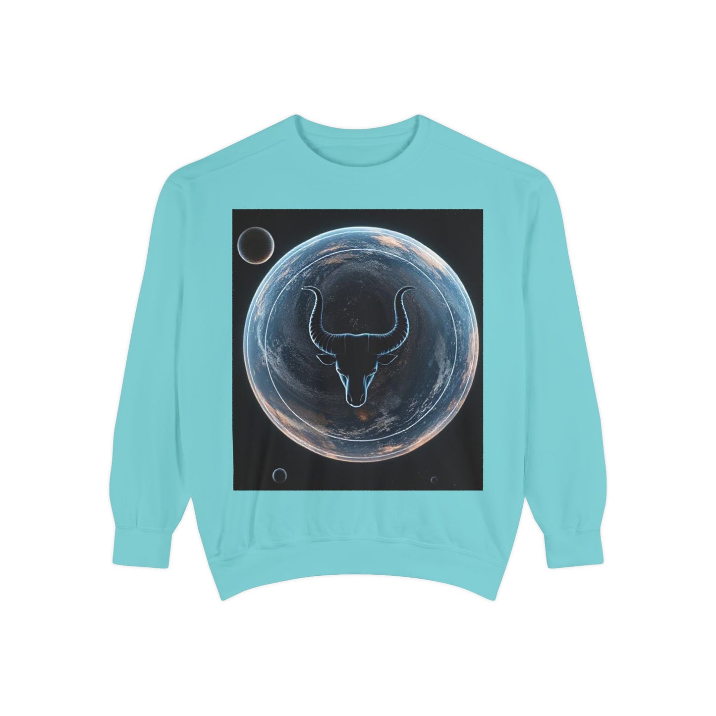 Garment-Dyed Sweatshirt, Unisex, Space Animal Design, Taurus