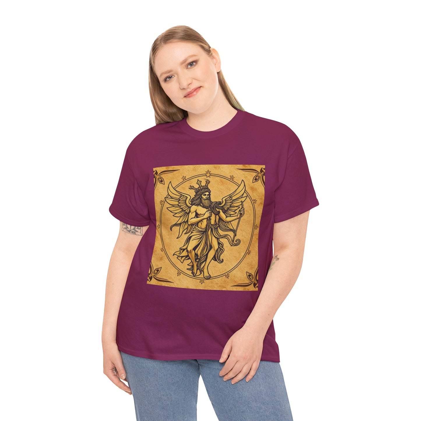 Unisex Heavy Cotton T-Shirt, Pencil Art v1, Gemini Zodiac Design