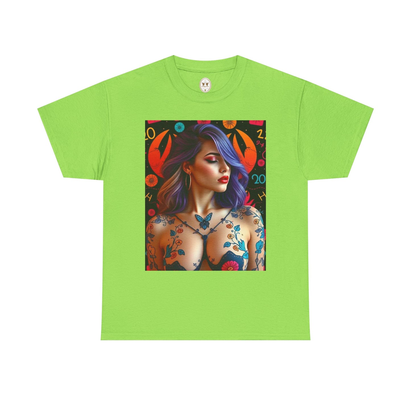 Unisex Heavy Cotton T-Shirt, Cancer, Zodiac, Sexy Art