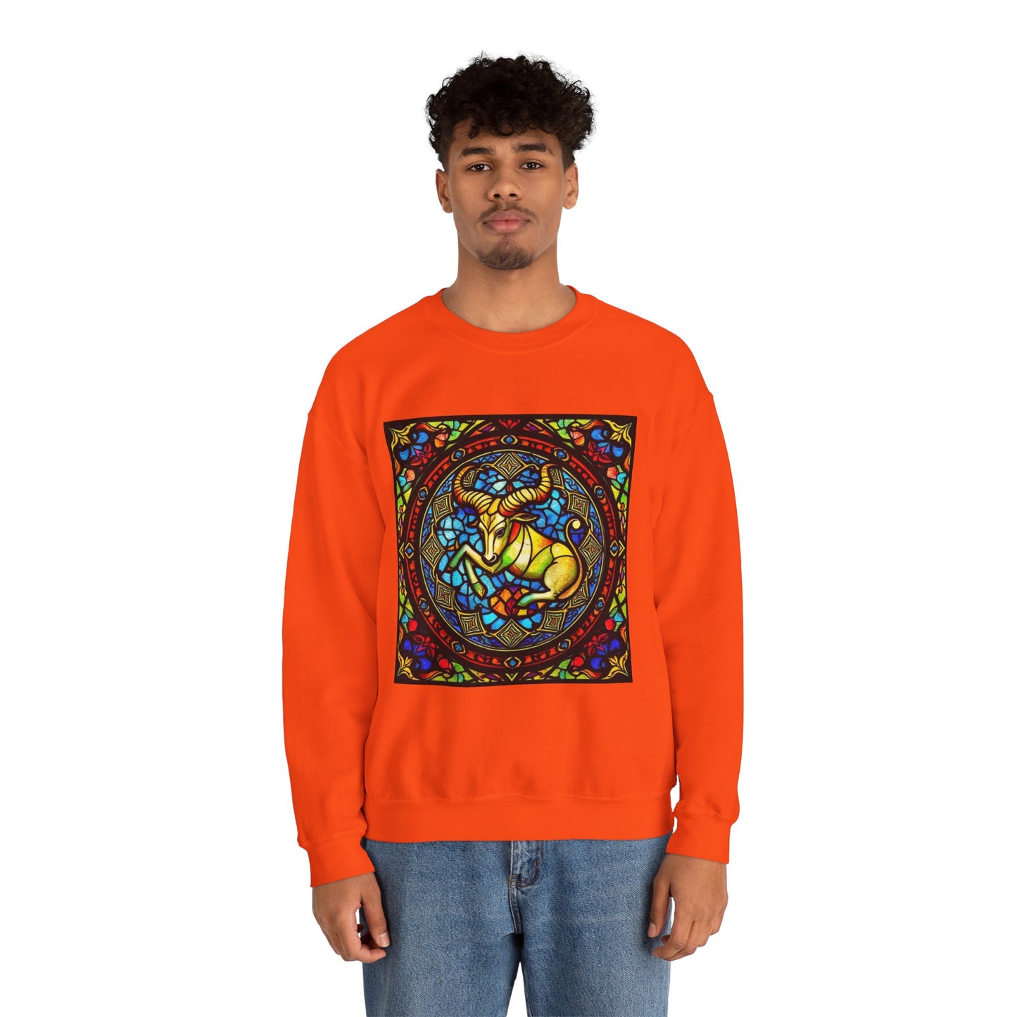 Unisex Heavy Blend™ Crewneck Sweatshirt, Glass, Taurus Zodiac Design