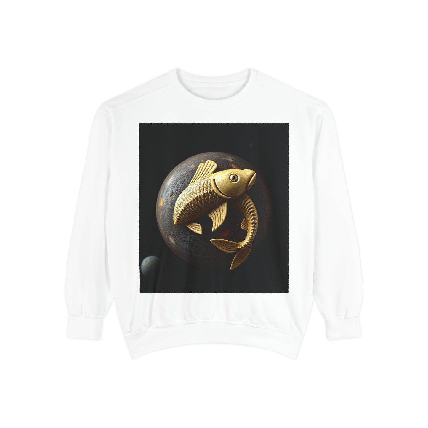 Garment-Dyed Sweatshirt, Unisex, Space Animal Design v1, Pisces