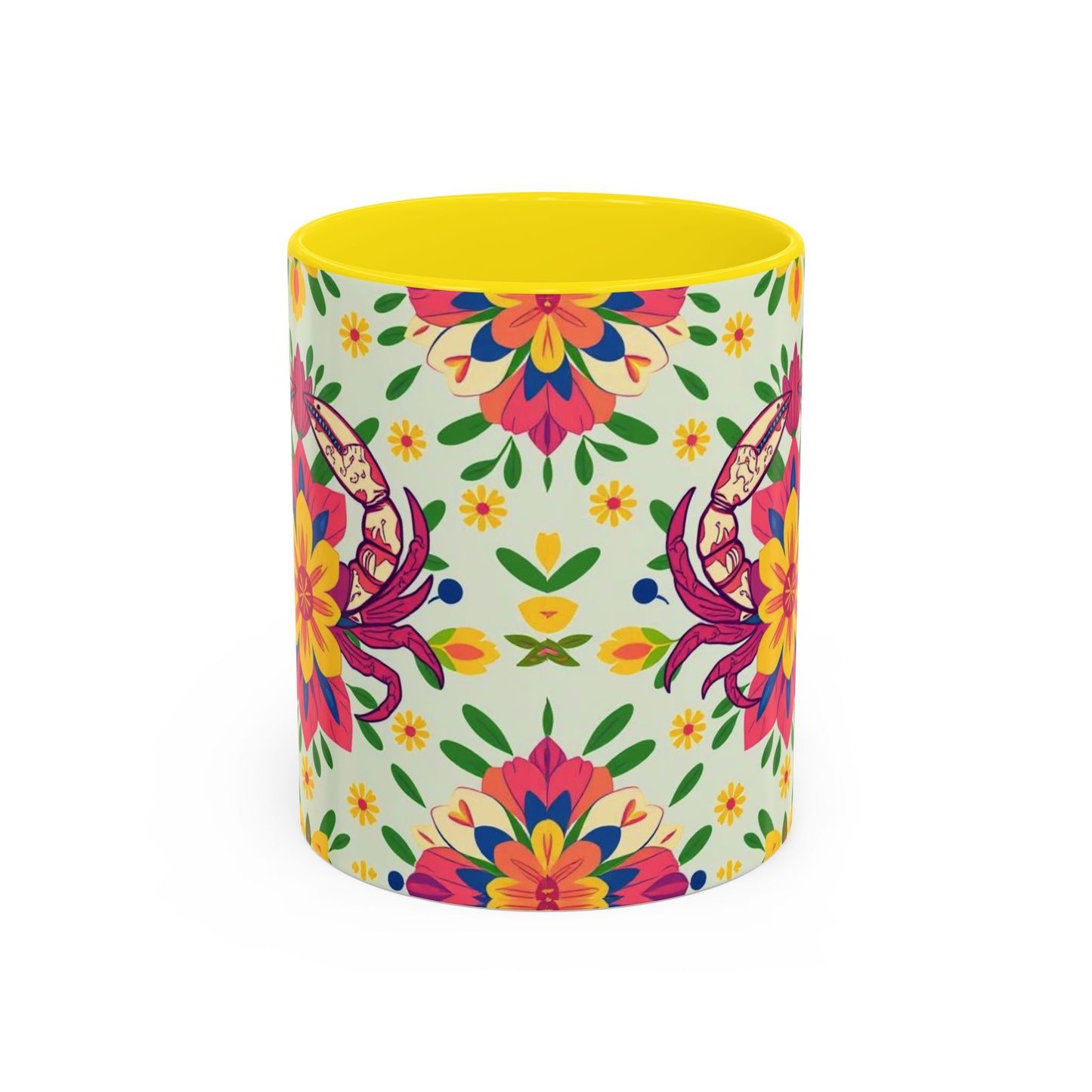 Accent Coffee Mug, Cancer, Zodiac v3, Flower Pattern, (11, 15oz)