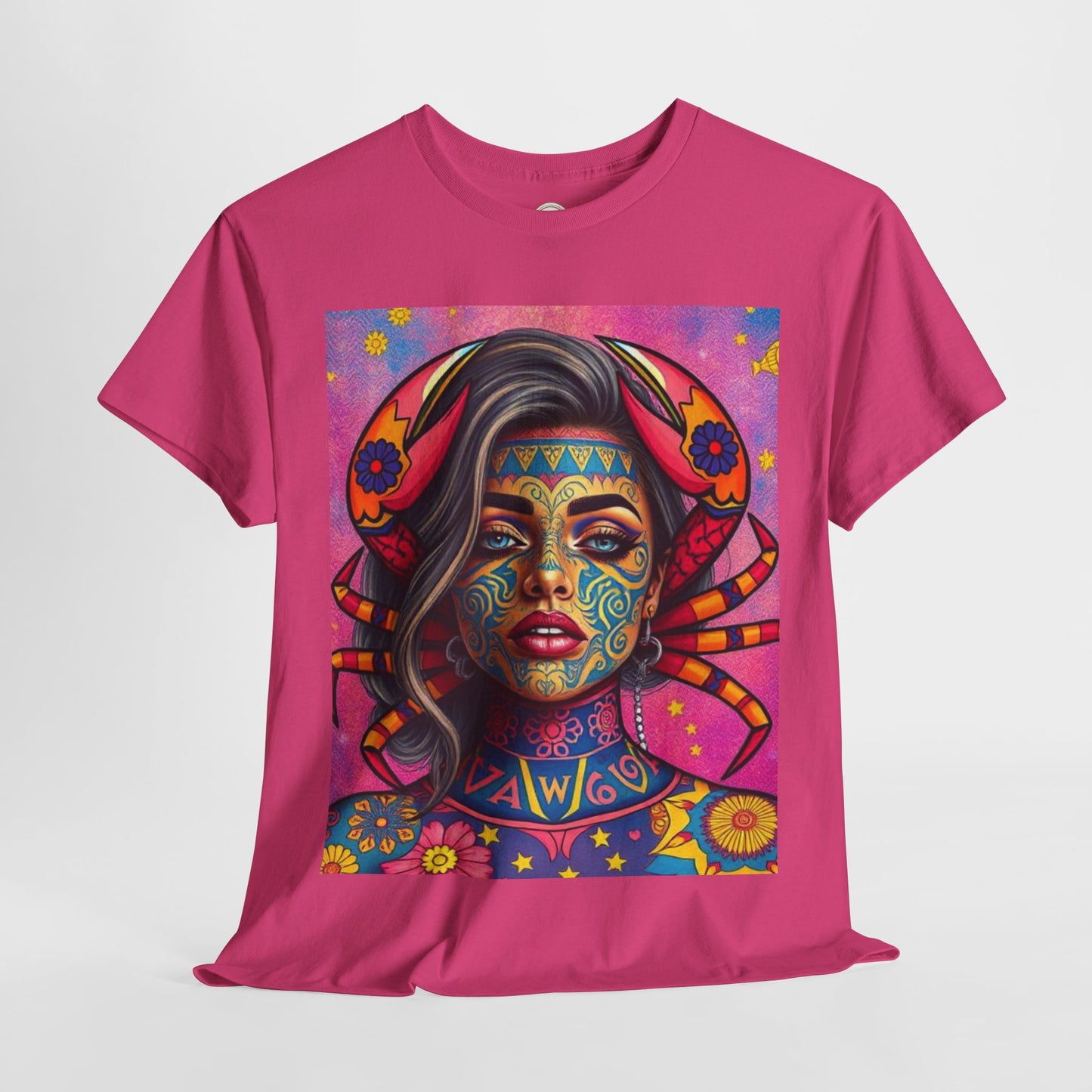 Unisex Heavy Cotton T-Shirt, Cancer, Zodiac v3, Sexy Art