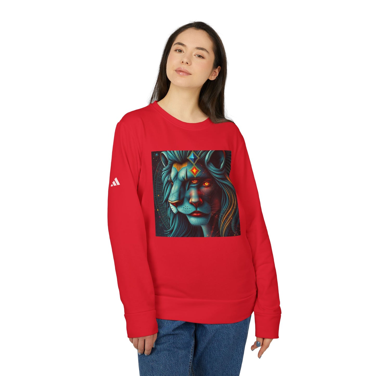 Adidas, Unisex Fleece Crewneck Sweatshirt, Leo, Pop Art, Zodiac