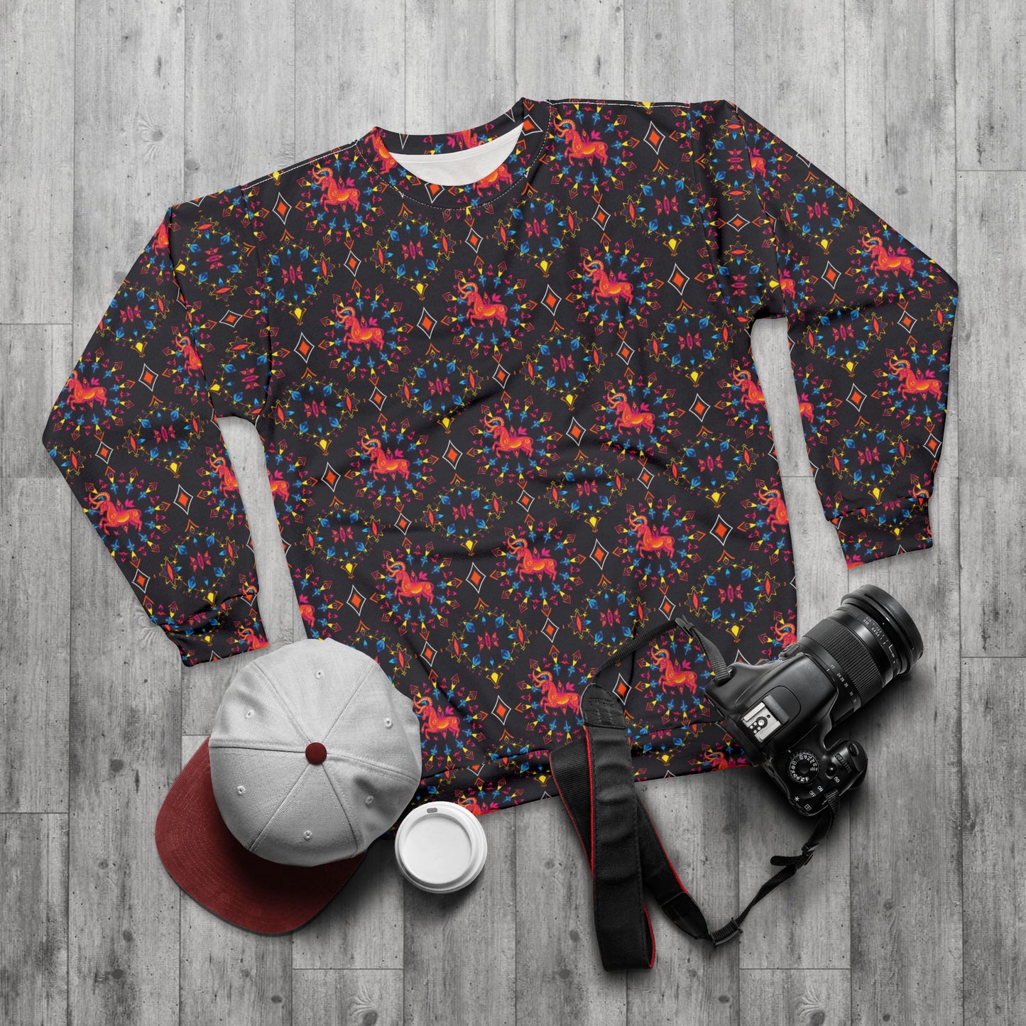 Unisex Sweatshirt (AOP), Capricorn, Zodiac v1, Jewel Pattern