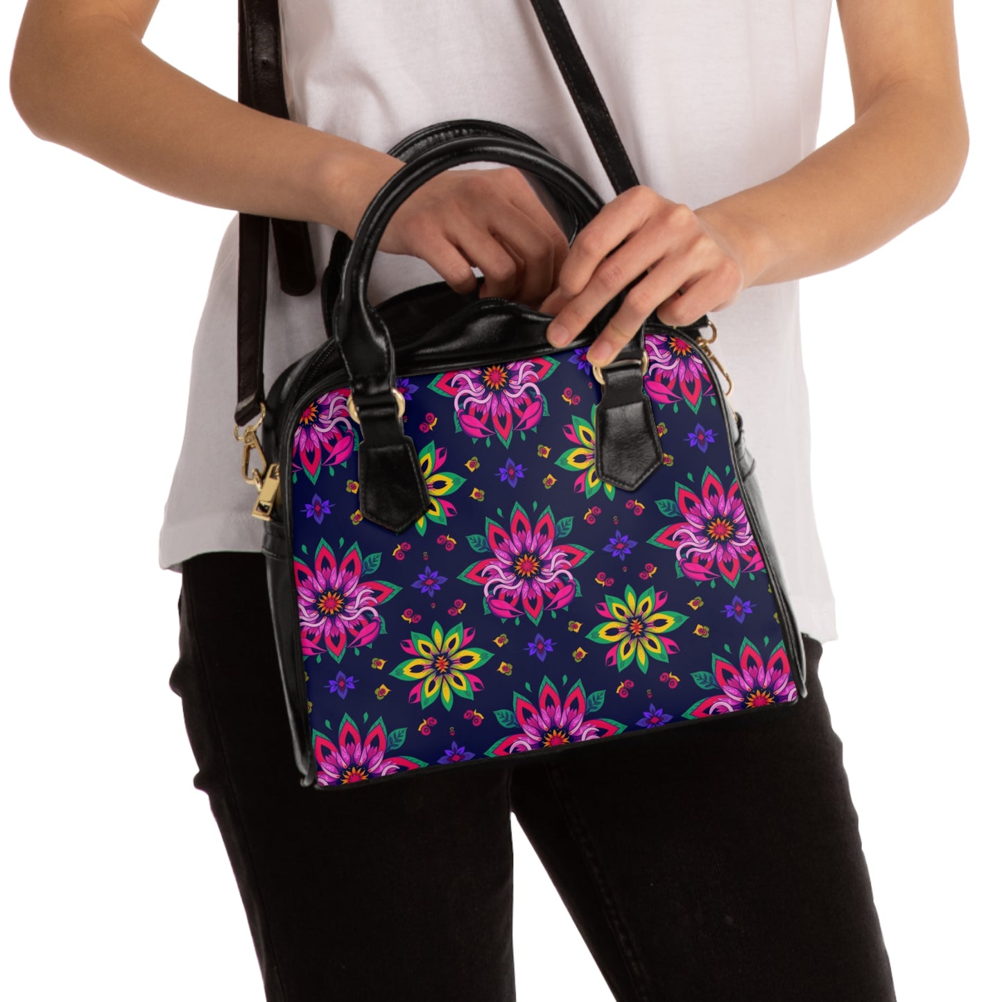 Shoulder Handbag, Scorpio, Zodiac, Flower Pattern