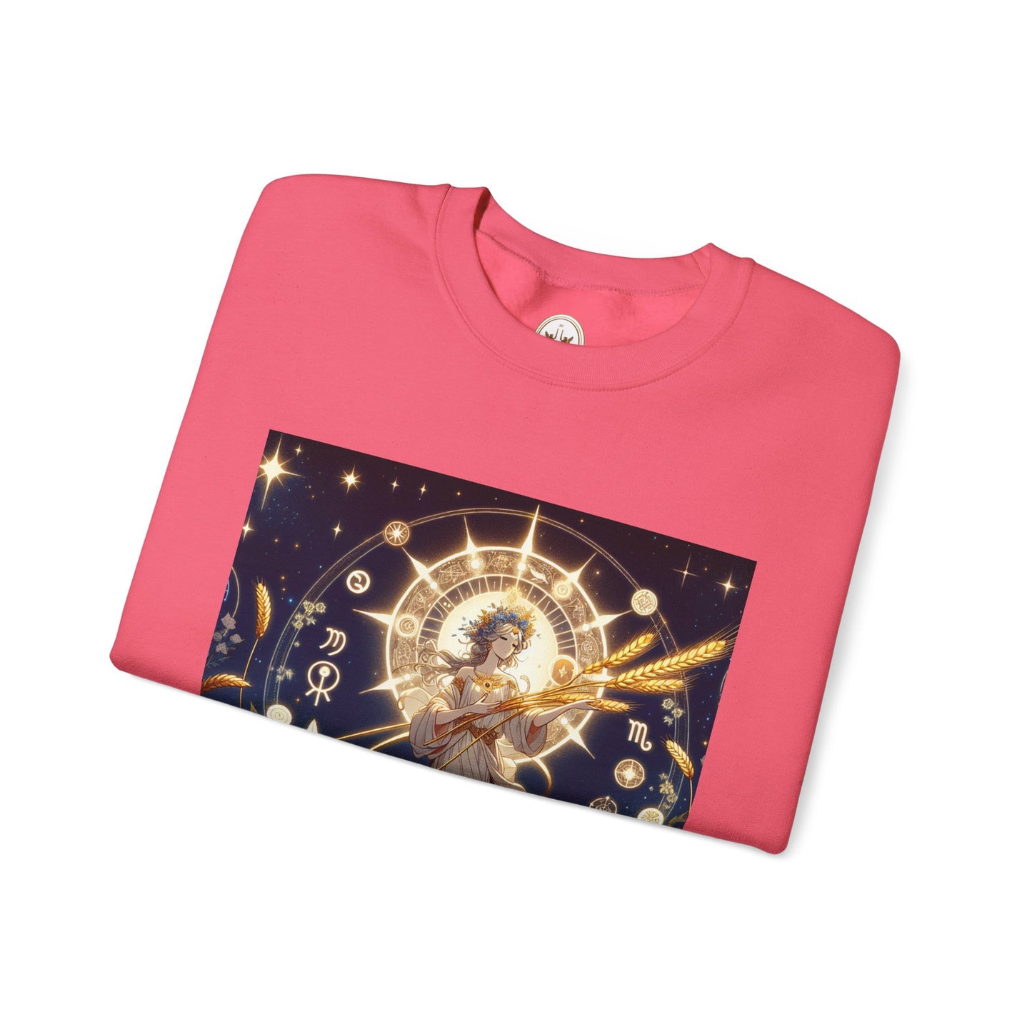 Unisex Heavy Blend™ Crewneck Sweatshirt, anime girl in wheat field, Virgo Zodiac Design