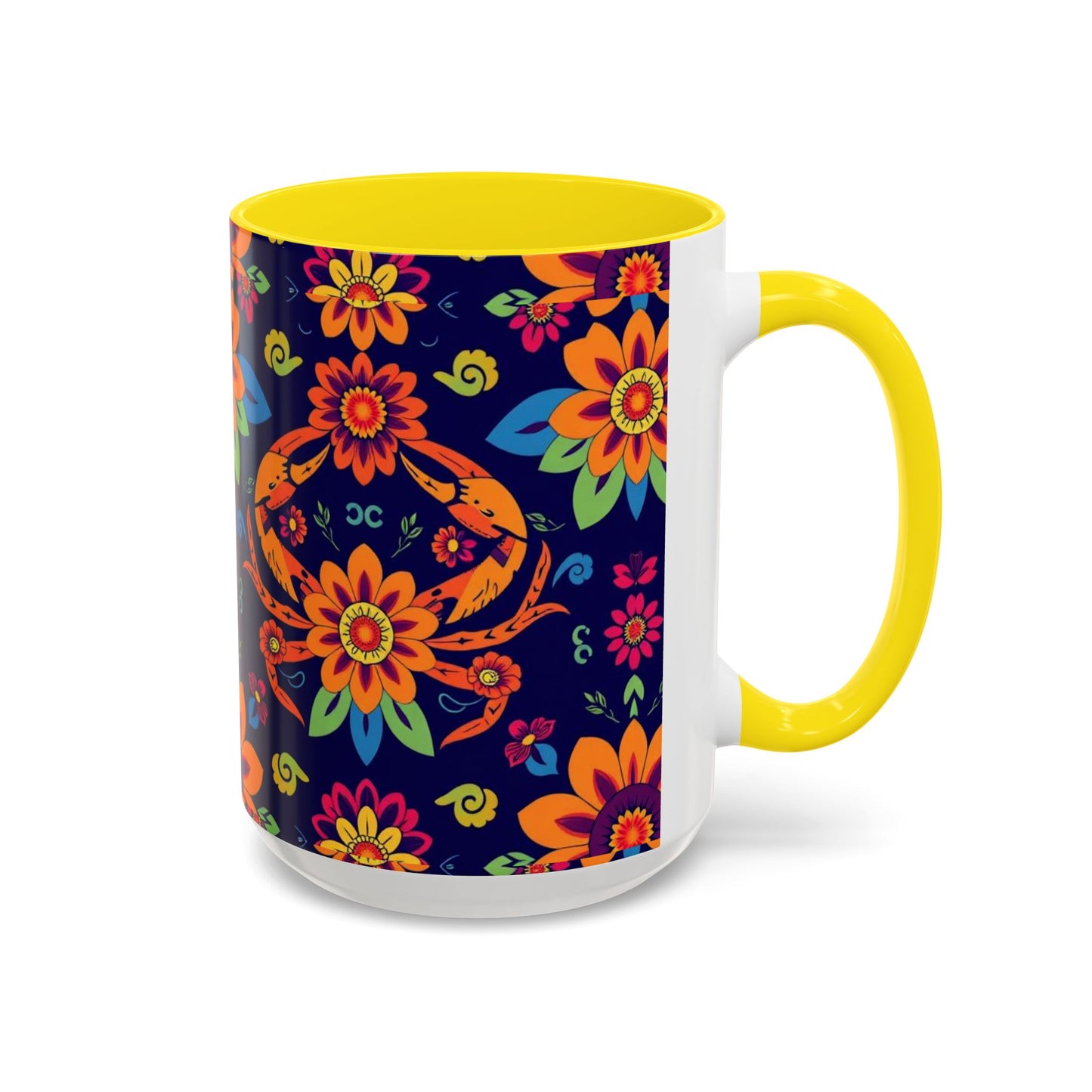 Accent Coffee Mug, Cancer, Zodiac, Flower Pattern, (11, 15oz)