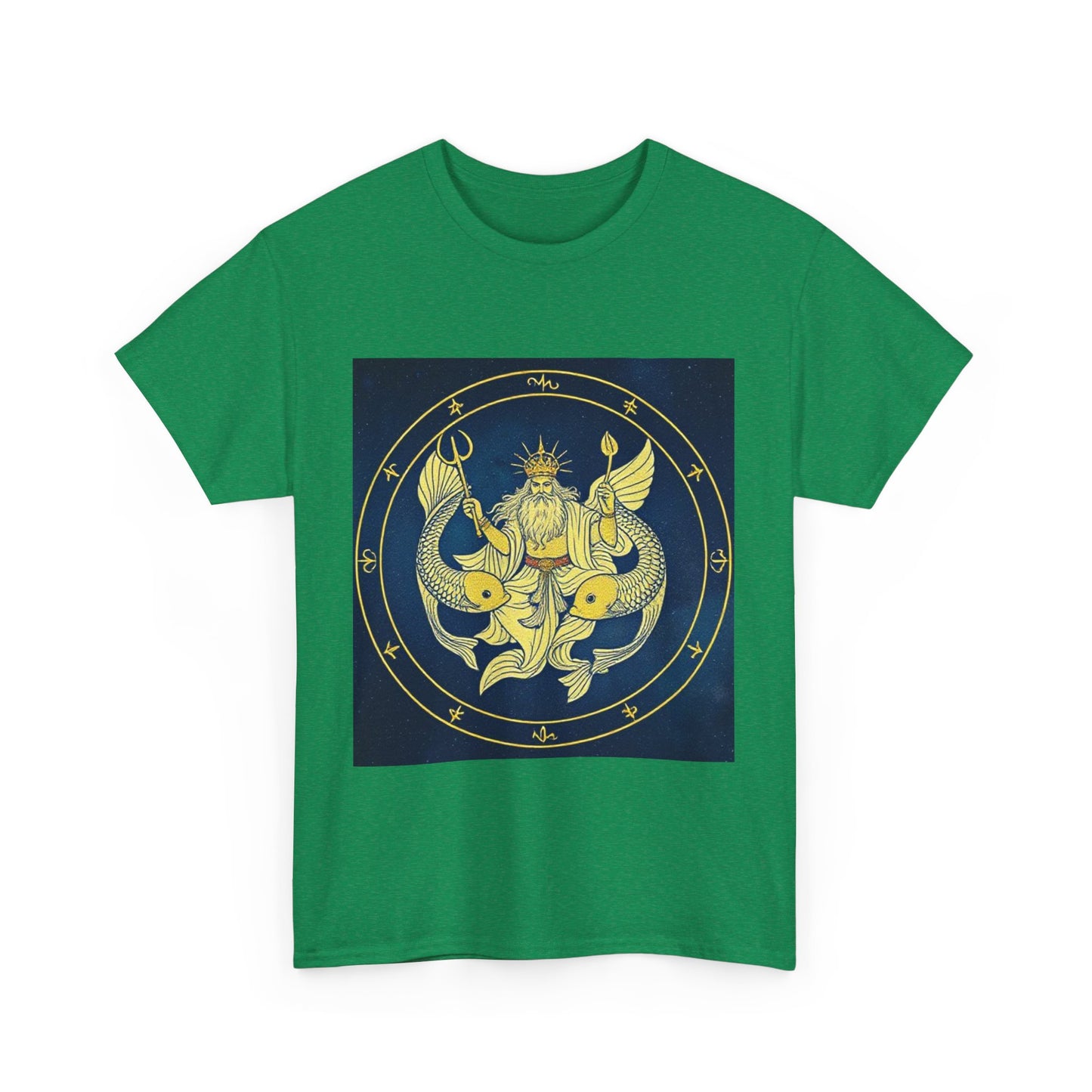 Unisex Heavy Cotton T-Shirt, King of Pisces, Zodiac Design