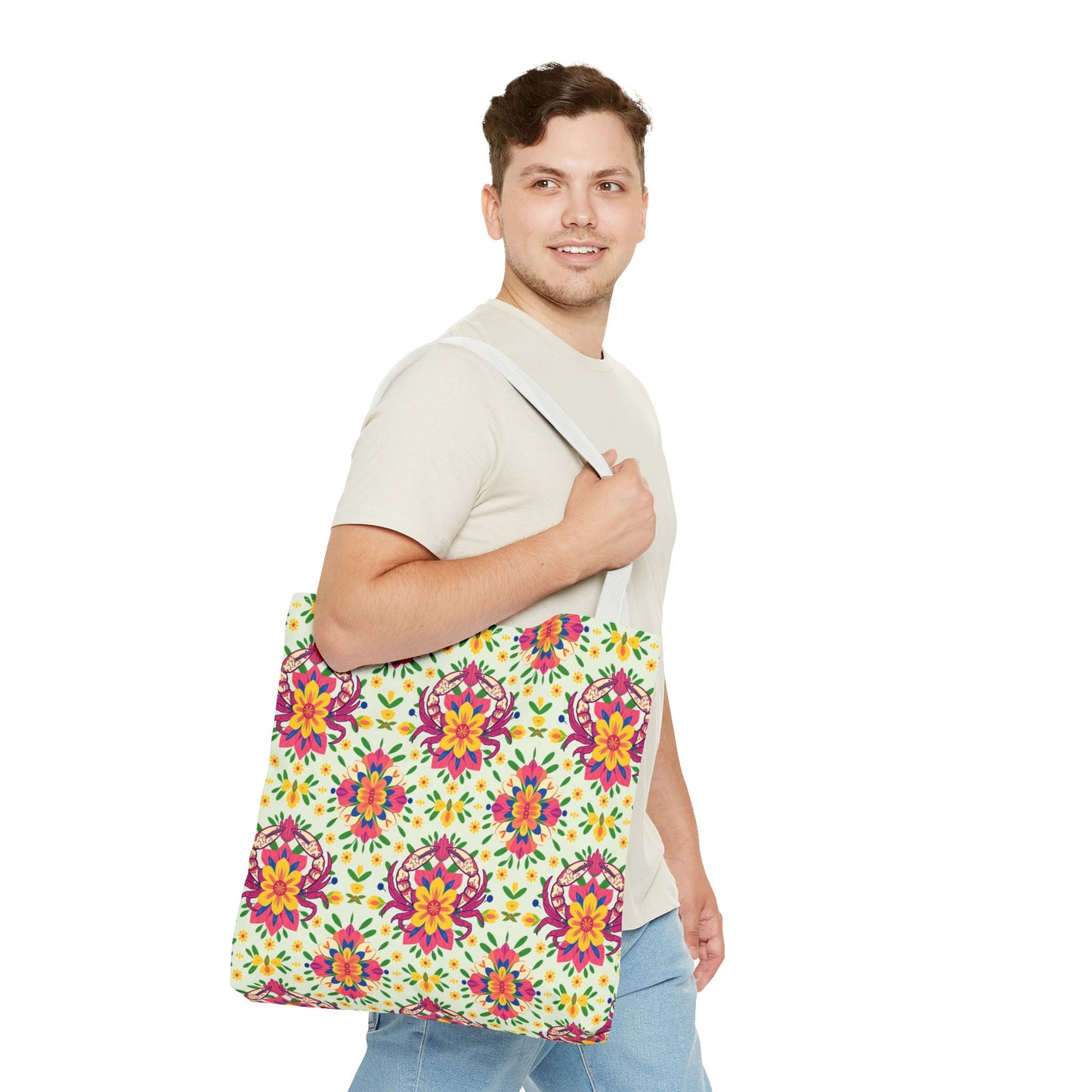 Tote Bag (AOP), Cancer, Zodiac v1, Flower Pattern