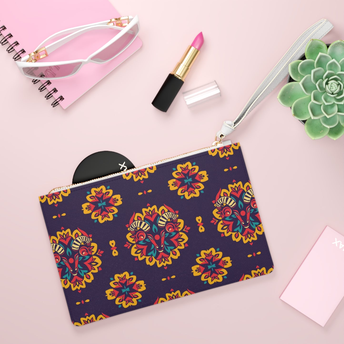 Clutch Bag, Taurus, Zodiac v4, Flower Pattern