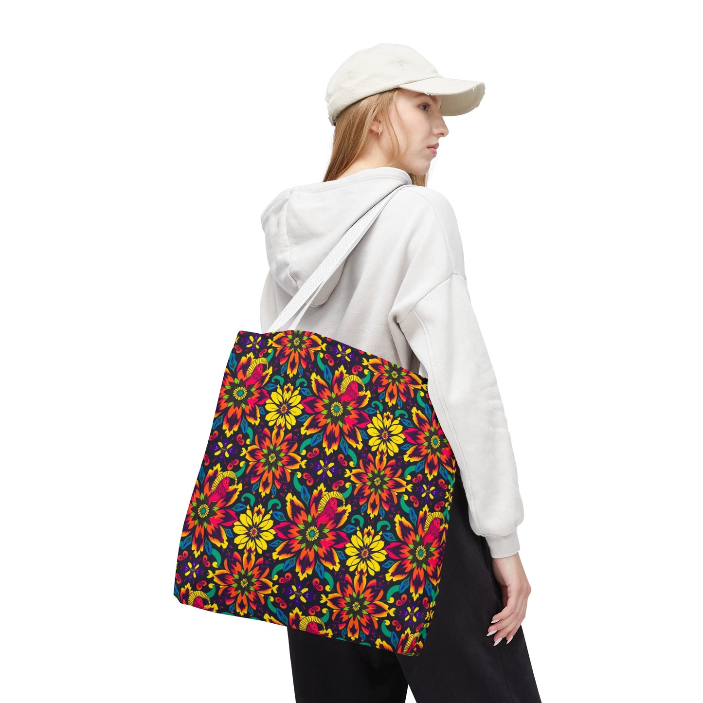 Tote Bag, (AOP), Capricorn, Zodiac, Flower Pattern