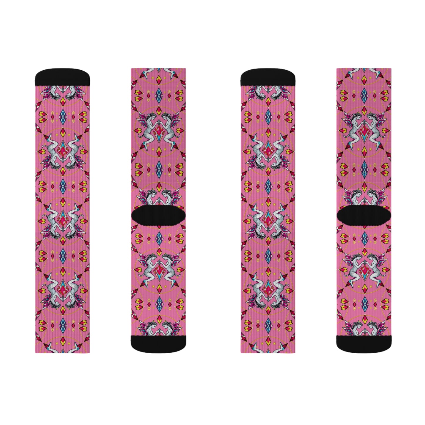 Sublimation Socks, Gemini, Zodiac v4, Jewel Pattern