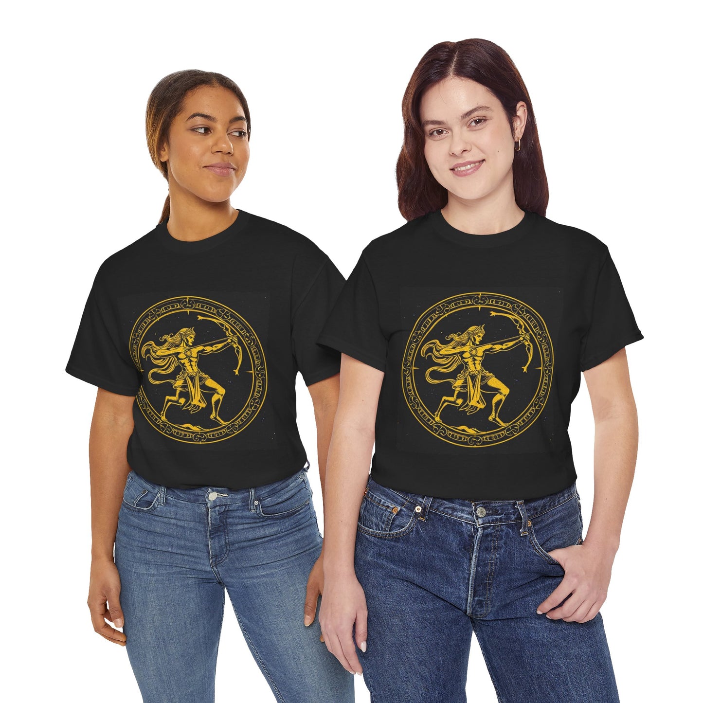 Unisex Heavy Cotton T-Shirt, Mythical Faun/Satyr, Sagittarius Zodiac Design
