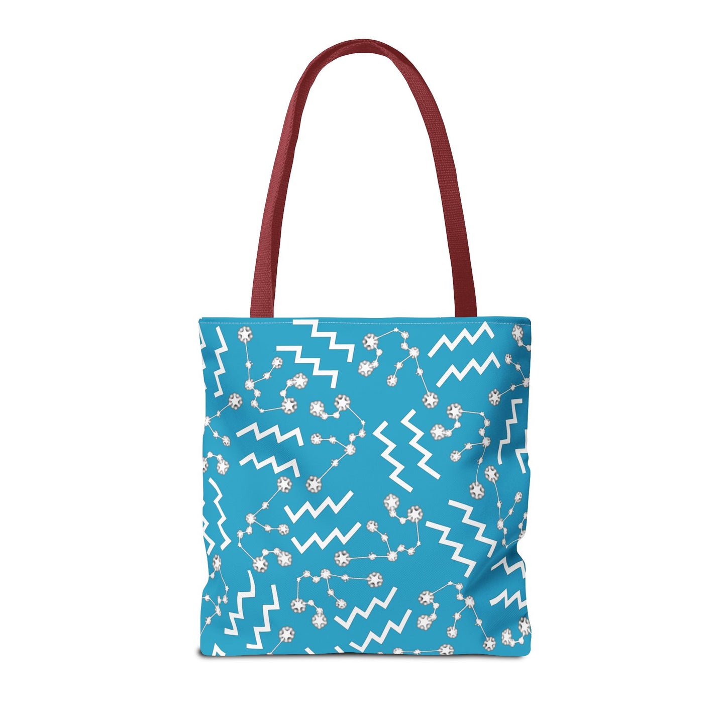 Tote Bag, Aquarius Zodiac Sign, AOP, (Turquoise, White)