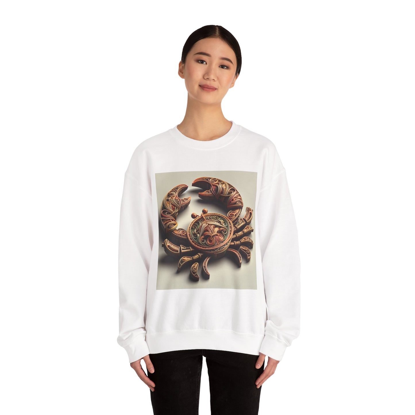Unisex Heavy Blend™ Crewneck Sweatshirt, Crab Artifact, Cancer Zodiac Design