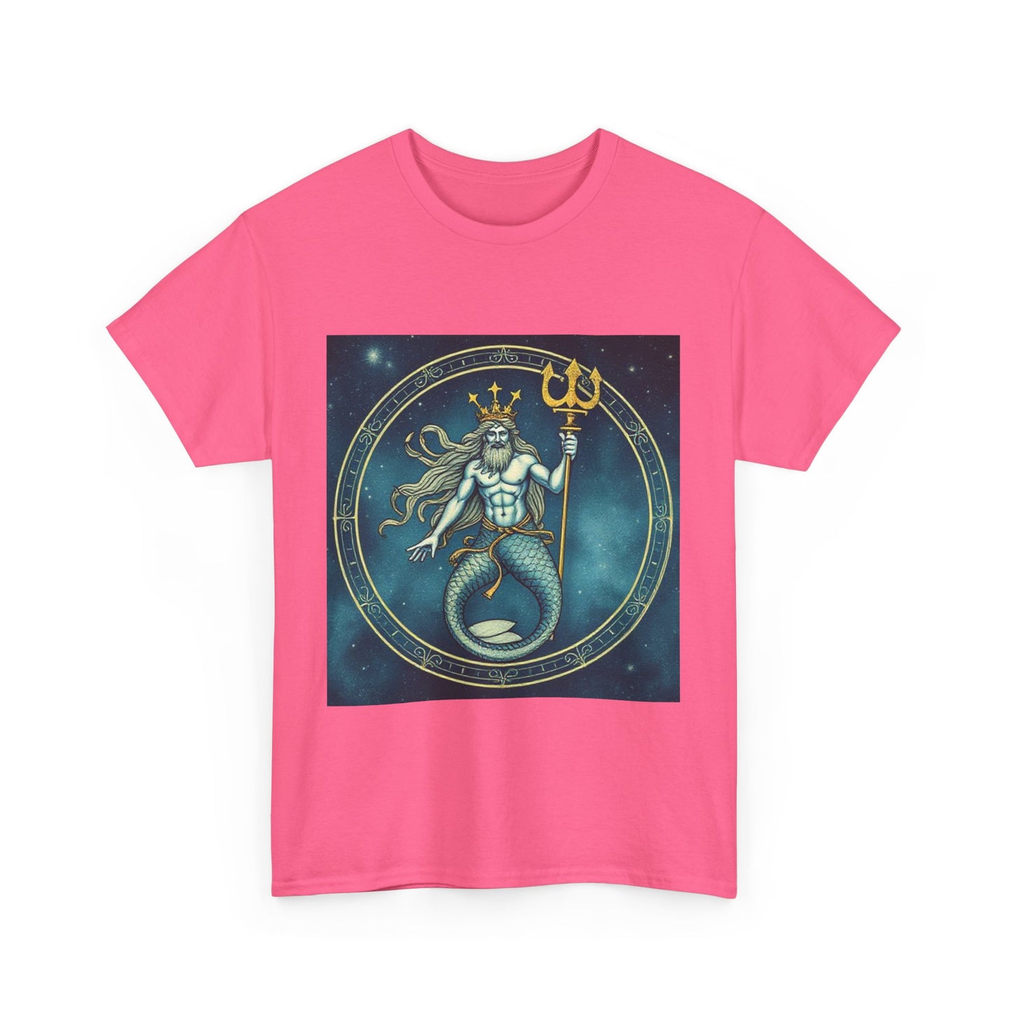 Unisex Heavy Cotton T-Shirt, Aquarius God 6v, Zodiac Design
