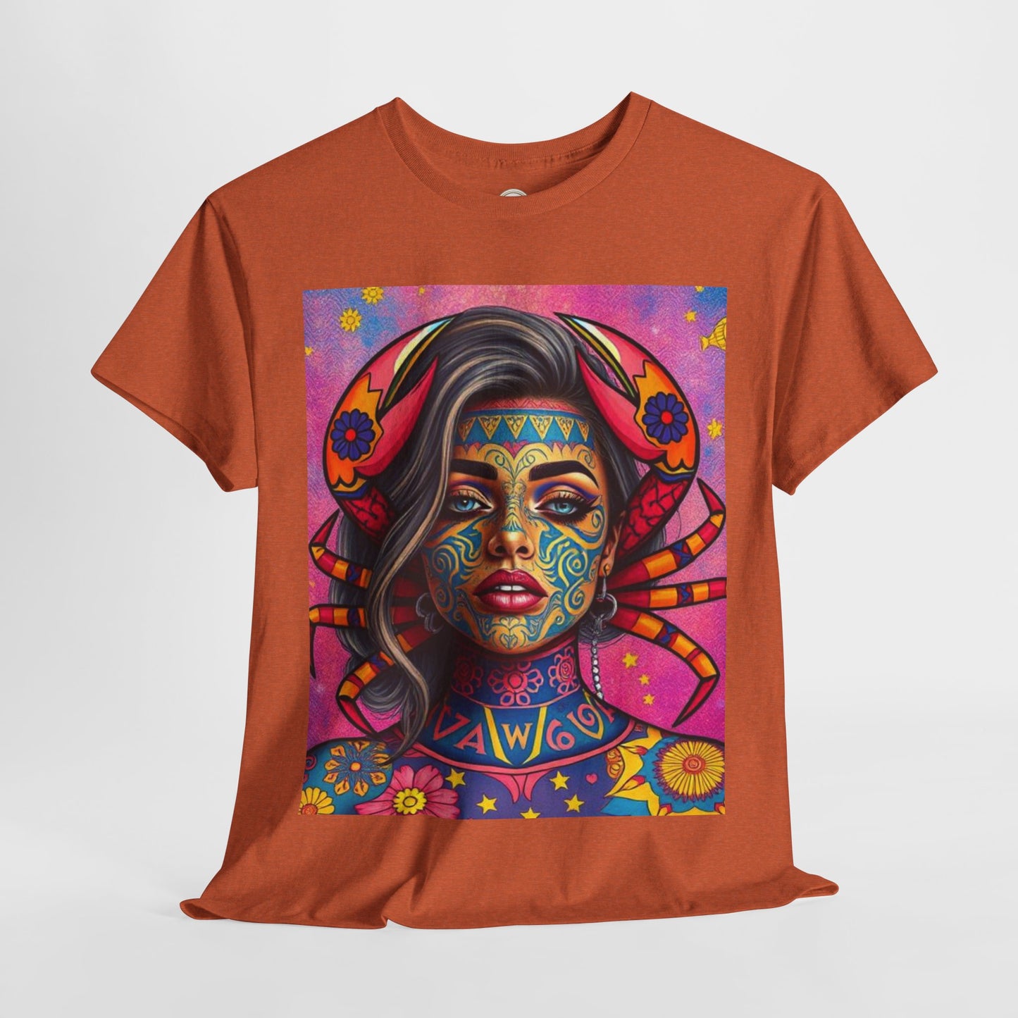 Unisex Heavy Cotton T-Shirt, Cancer, Zodiac v3, Sexy Art